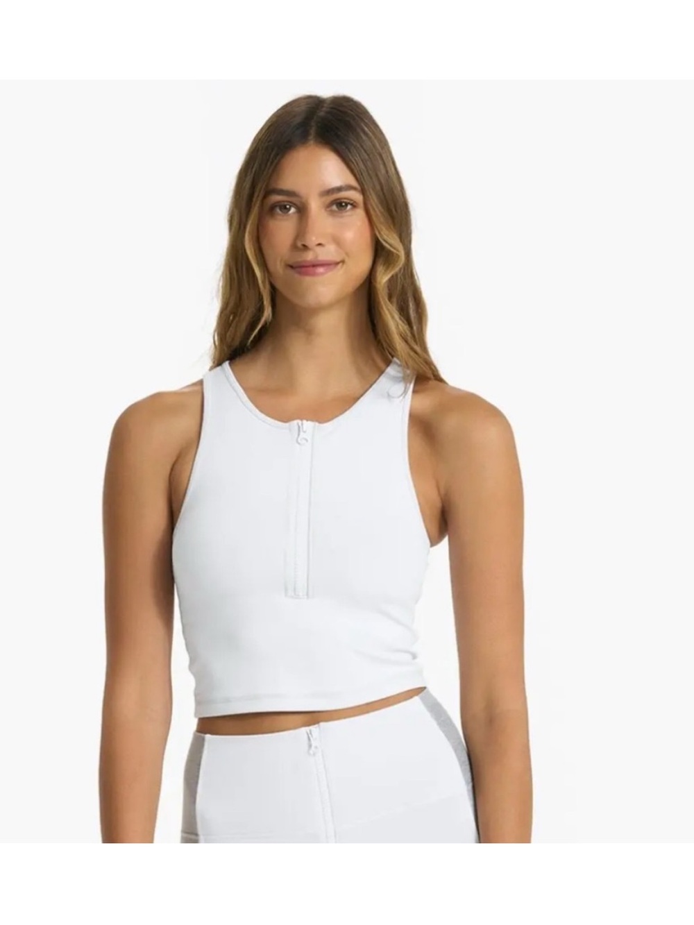 Vuori Women’s Granite Heathered Zip Tank Top White Medium